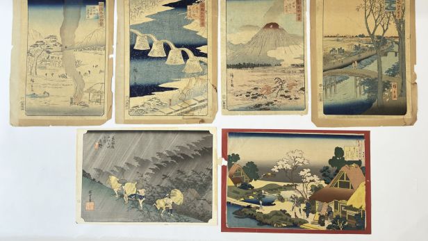 Lot de six estampes : KATSUSHIKA Hokusai et UTAGAWA Hiroshige