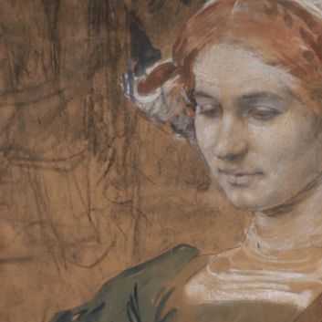 Edgar MAXENCE (1871 - 1954), étude à la pierre noire et craie