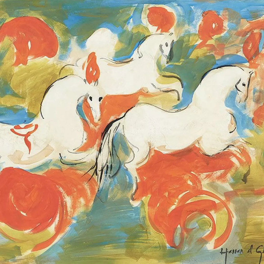 Hassan El Glaoui, gouache sur papier