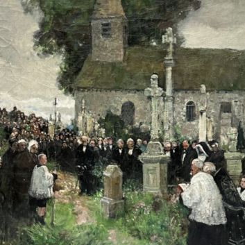 Jules René HERVÉ (1887-1981) Le receuillement, Huile sur toile