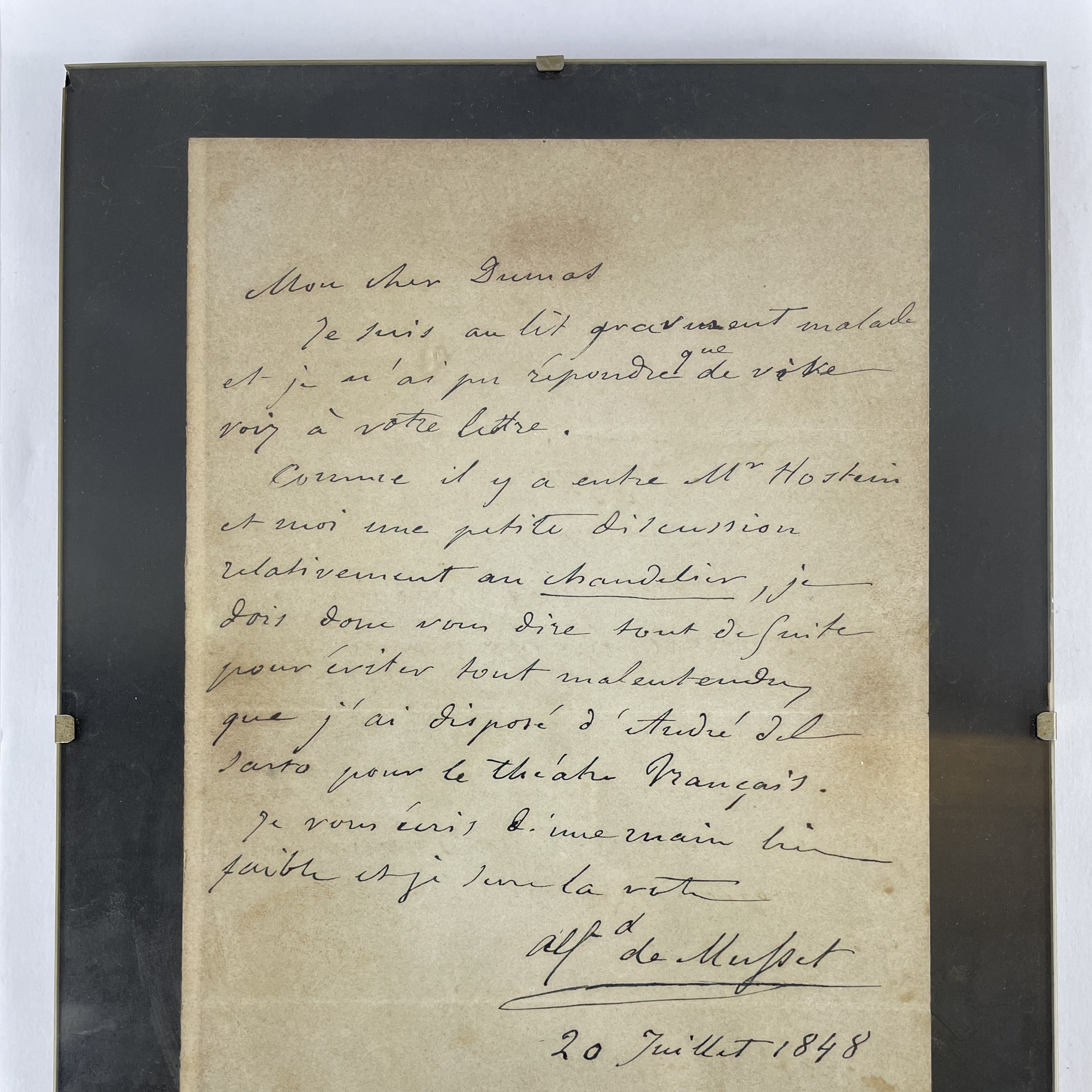 Lettre d'Alfred de Musset