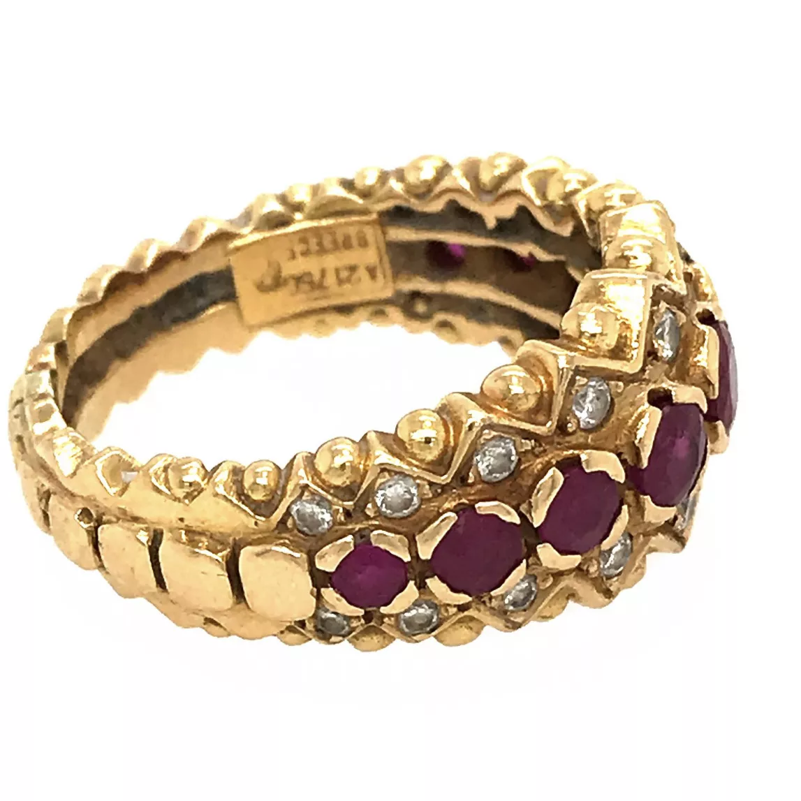 Zolotas, bague en or, diamants et pierres pr&eacute;cieuses