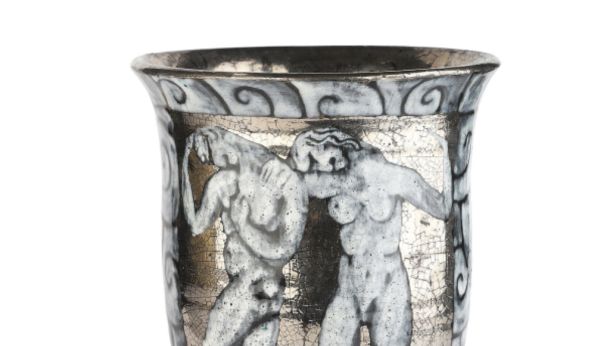 Édouard CAZAUX (1889-1974), Vase en céramique à corps ovoïde et col conique évasé sur talon en léger retrait