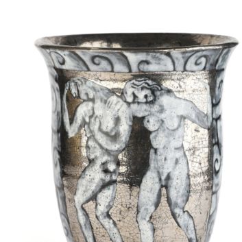 Édouard CAZAUX (1889-1974), Vase en céramique à corps ovoïde et col conique évasé sur talon en léger retrait