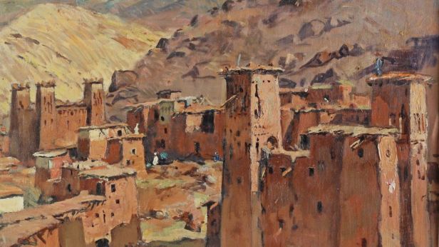 Henri PONTOY (1888-1968), La kasbah de Telouet dans la vallée d'Ounila, Huile sur toile