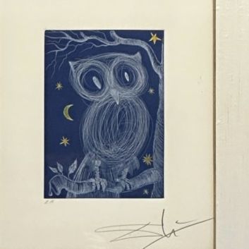 D'après Salvador DALI (1904-1989) La petite chouette, 1968 Eau-forte en couleurs, épreuve d'artiste