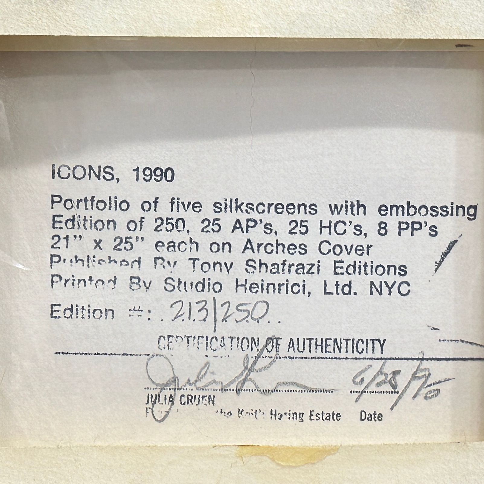 Certificat du comité Keith Haring