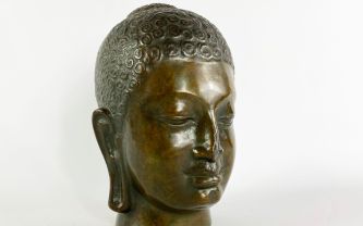 Statue en bronze de Chine, tête de bouddha