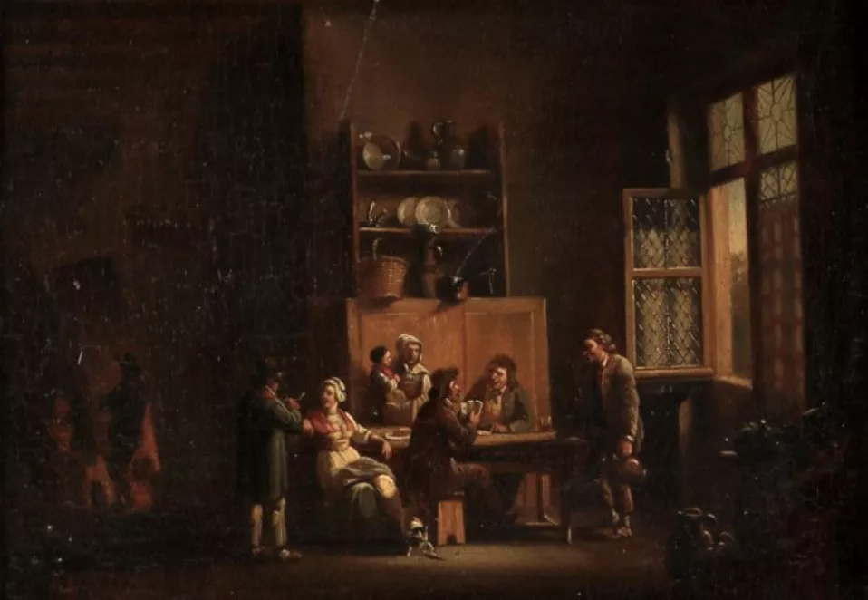 Franz Defregger, sc&egrave;ne d'int&eacute;rieur
