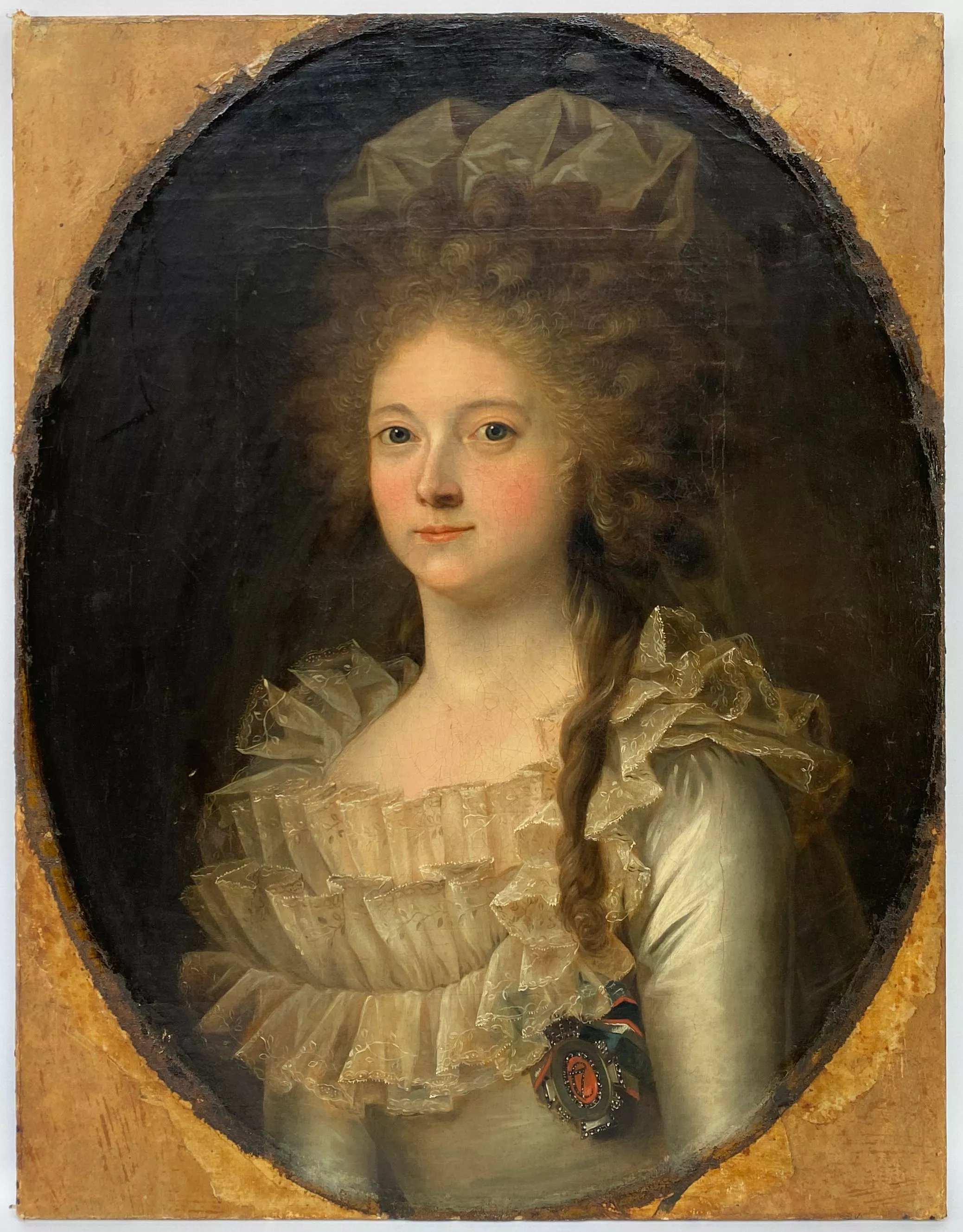 Huile sur toile, tableau ancien repr&eacute;sentant une femme noble