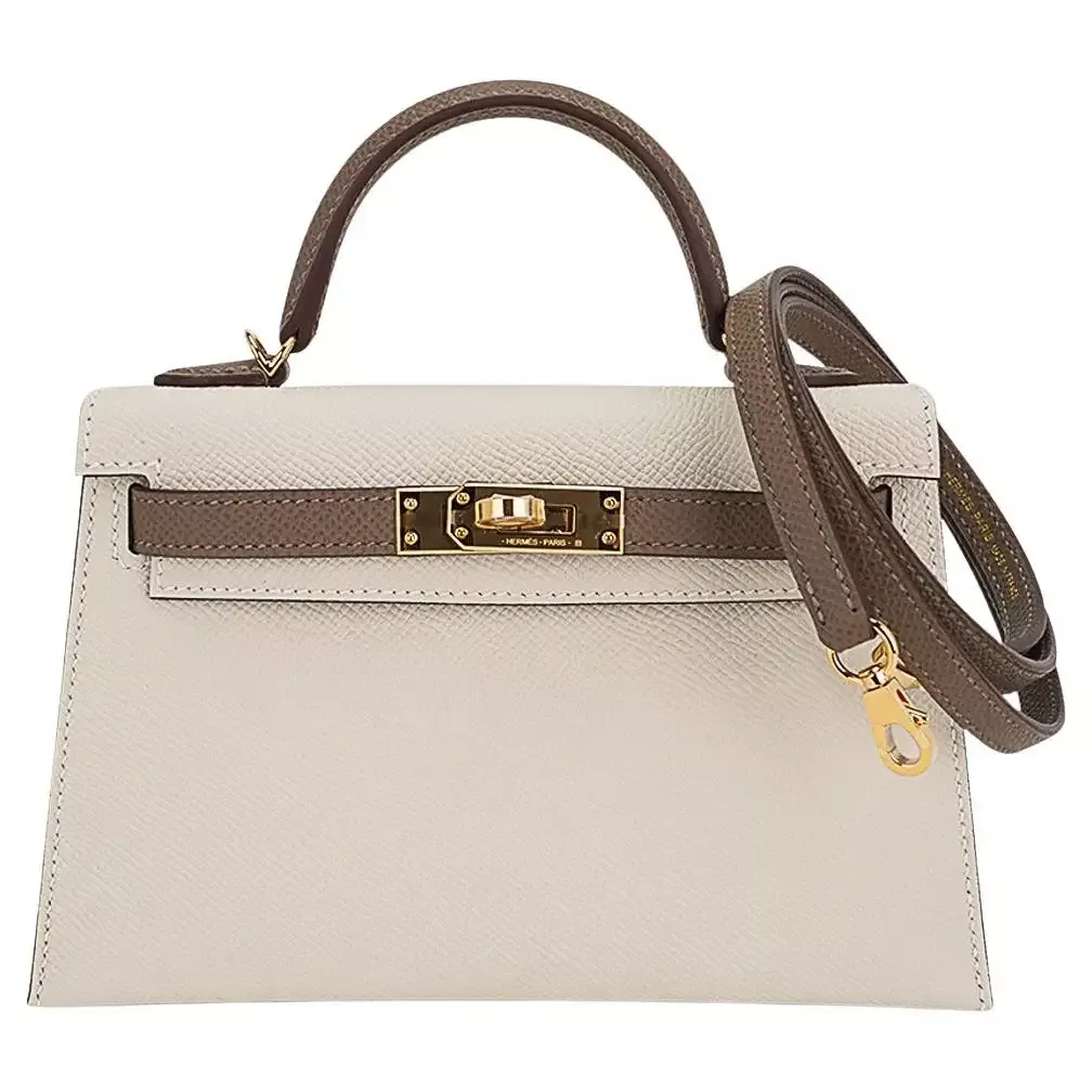 Kelly en cuir grain&eacute; cr&egrave;me