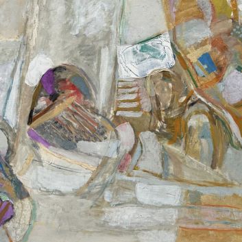 Chaffic ABBOUD (1926-2004) "La visite" Huile sur toile