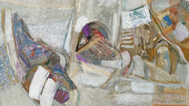 Chaffic ABBOUD (1926-2004) "La visite" Huile sur toile