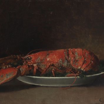 Guillaume FOUACE (1837 - 1895), nature morte au homard, huile sur toile