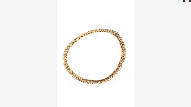 Collier draperie en or jaune (18k) au motif d'une frise de triangles