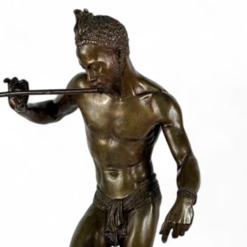 Charles Arthur BOURGEOIS (1838-1886) Le charmeur de serpent Bronze à patine brune