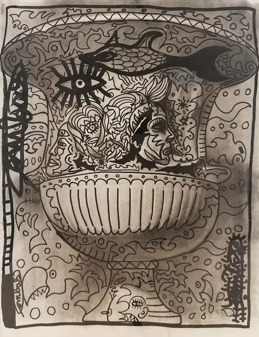 Robert Combas, aquarelle et crayon sur papier