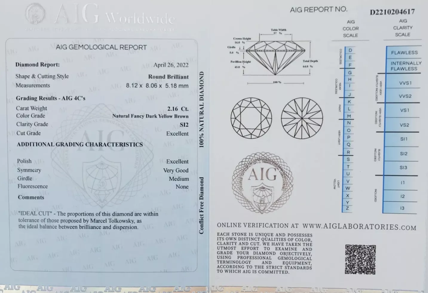 Exemple d'un certificat de gemmologie