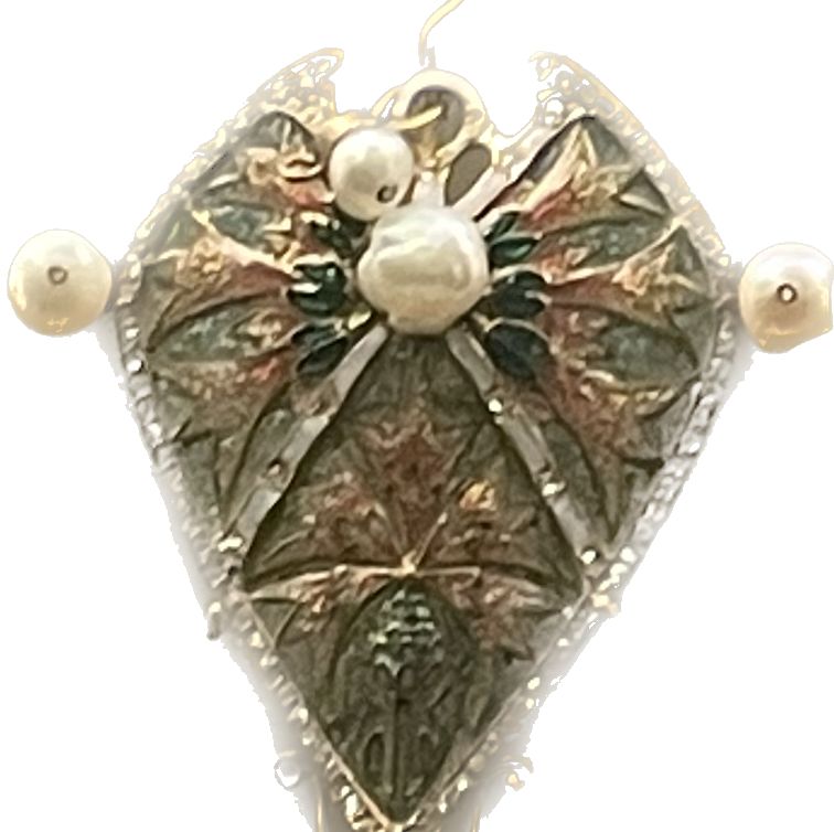 Broche art nouveau en or jaune et pierres précieuses