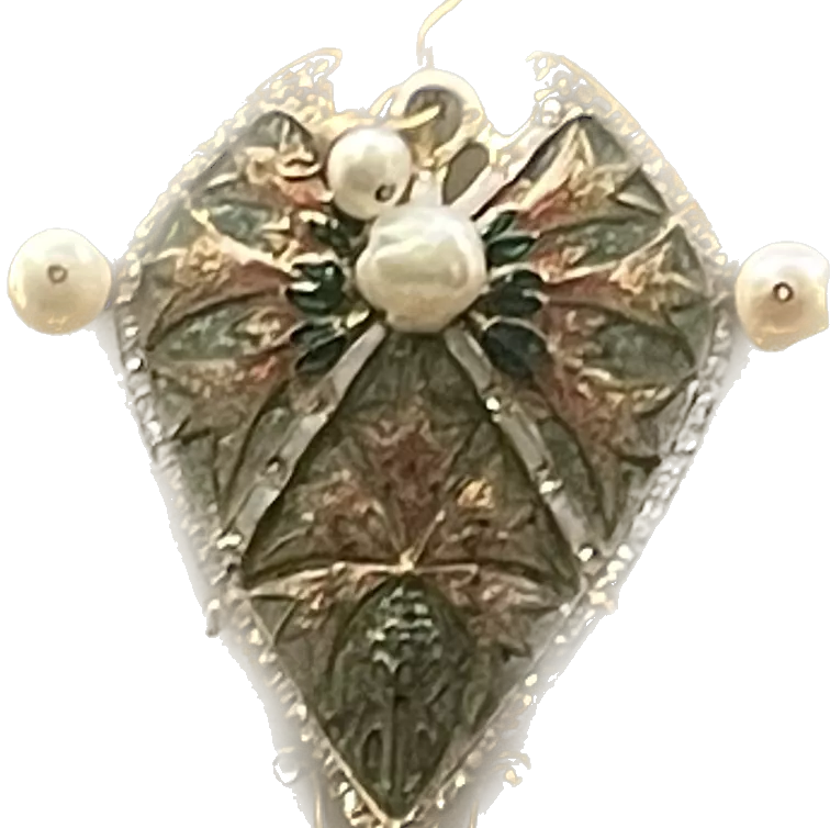 Broche art nouveau en or jaune et pierres pr&eacute;cieuses