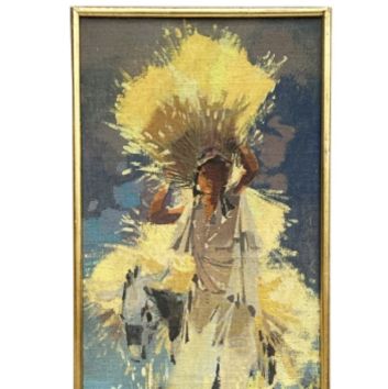 Jean-Gaston MANTEL (1914 -1995), Paysannes orientales à la moisson, Huile sur toile marouflée sur isorel