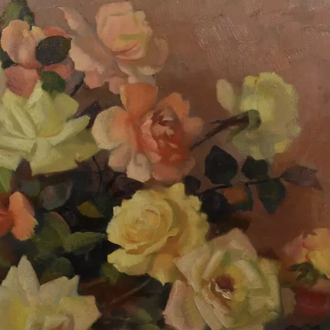 Andr&eacute; Lagrange, nature morte de fleurs