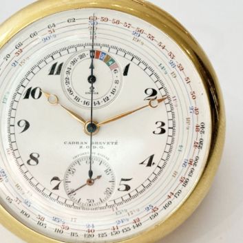 OMEGA CHRONOGRAPHE Montre de poche chronographe en or jaune 18K (750 millièmes)
