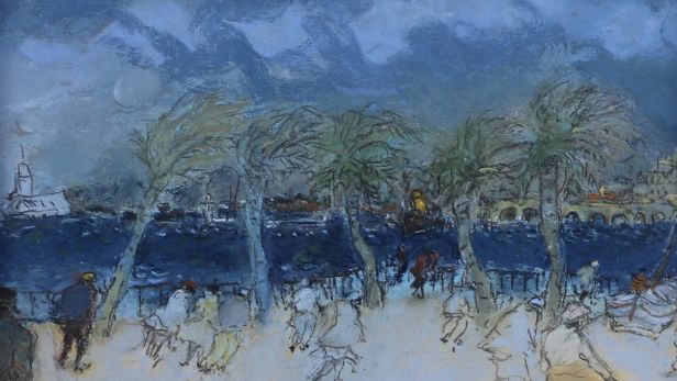 Jean FUSARO (né en 1925), Coup de vent en bord de mer dans le sud de la France