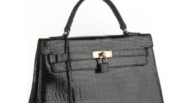 HERMÈS, Sac Kelly sellier 32 cm en crocodile porosus noir