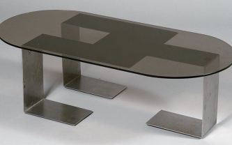 François Monnet, table basse en verre et acier