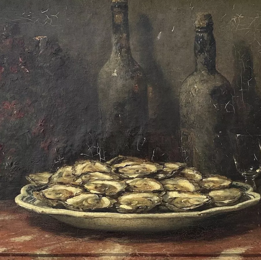 Guillaume Fouace, Nature morte aux huitres, huile sur toile