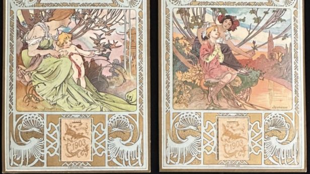 Objet publicitaire. MUCHA Alphonse. Bleu Deschamps.