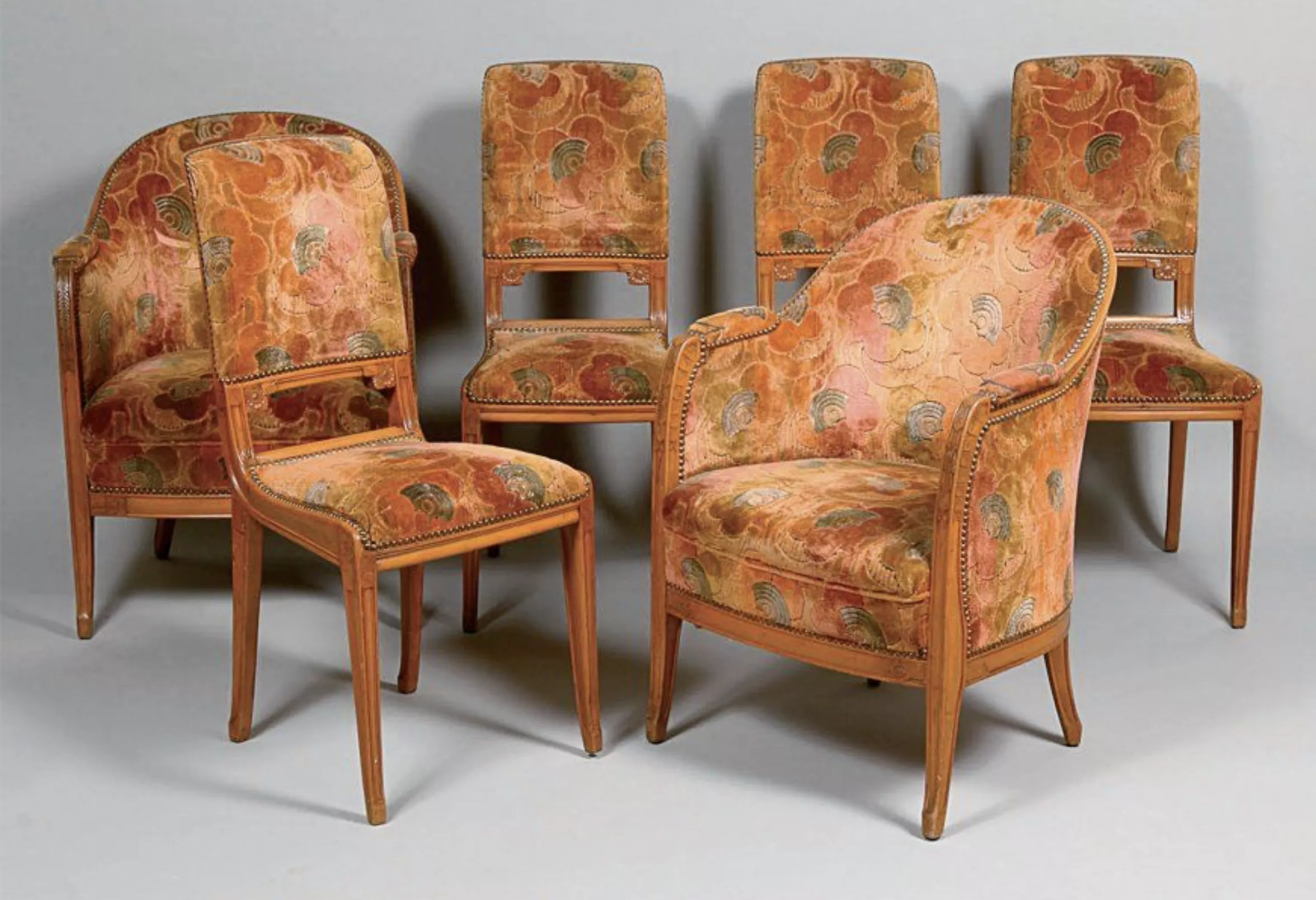L&eacute;on Jallot, suite de fauteuils et chaises berg&egrave;res