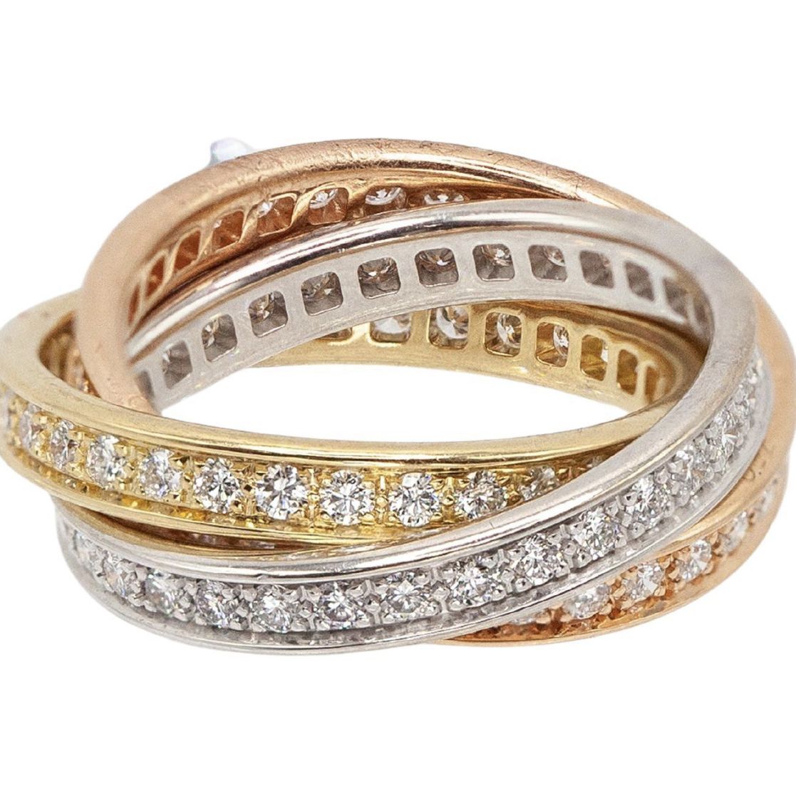 Cartier, bague Trinity aux trois ors et diamants