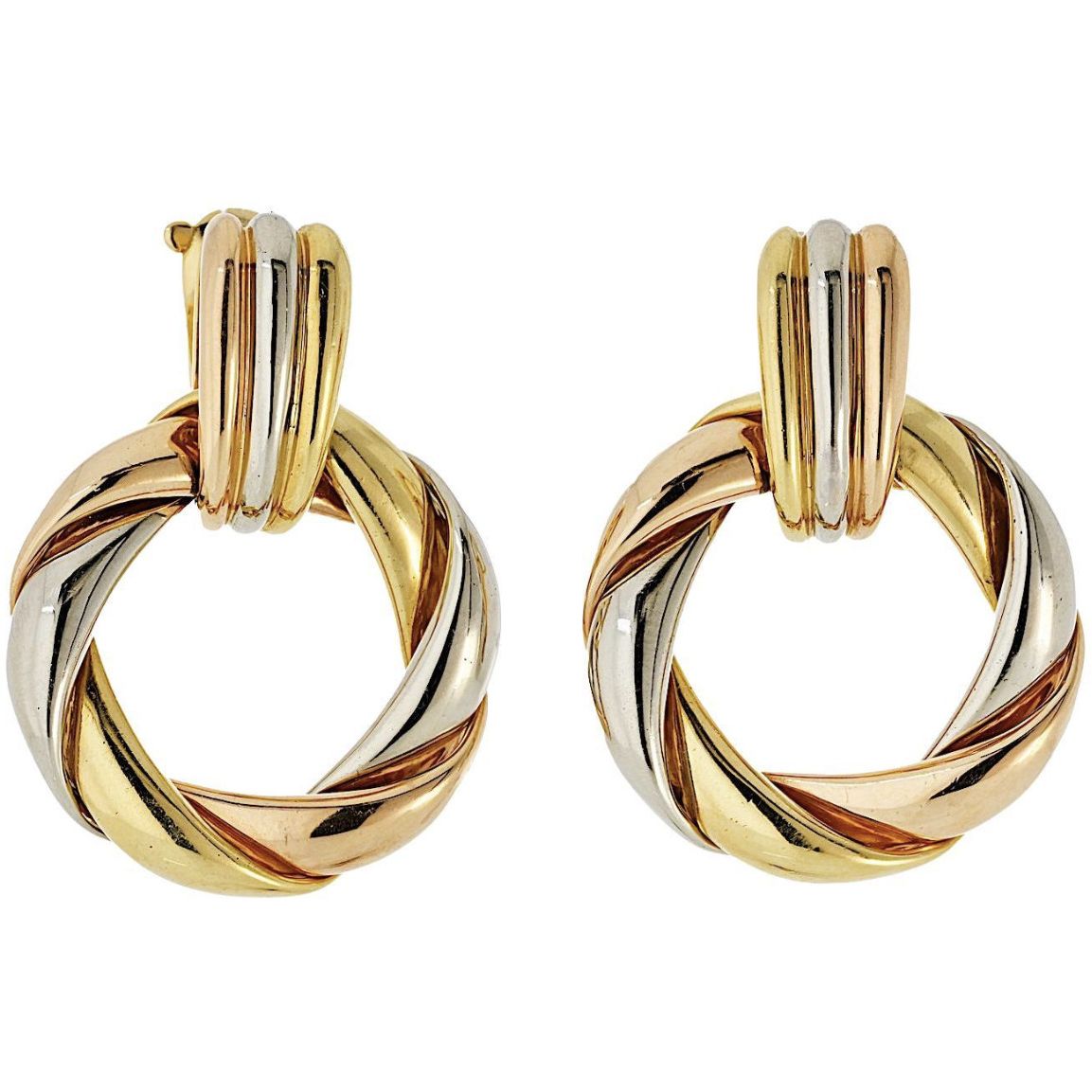 Cartier, boucles d'oreilles Trinity en or jaune, rose et blanc