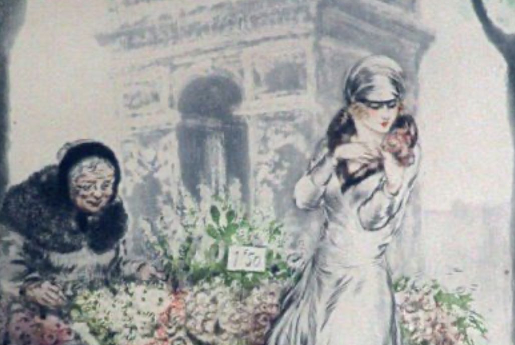 Icart, eau forte, La marchande de fleurs