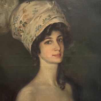SCHMIDT (XIX -XXe s) Portrait de femme au turban Huile sur toile