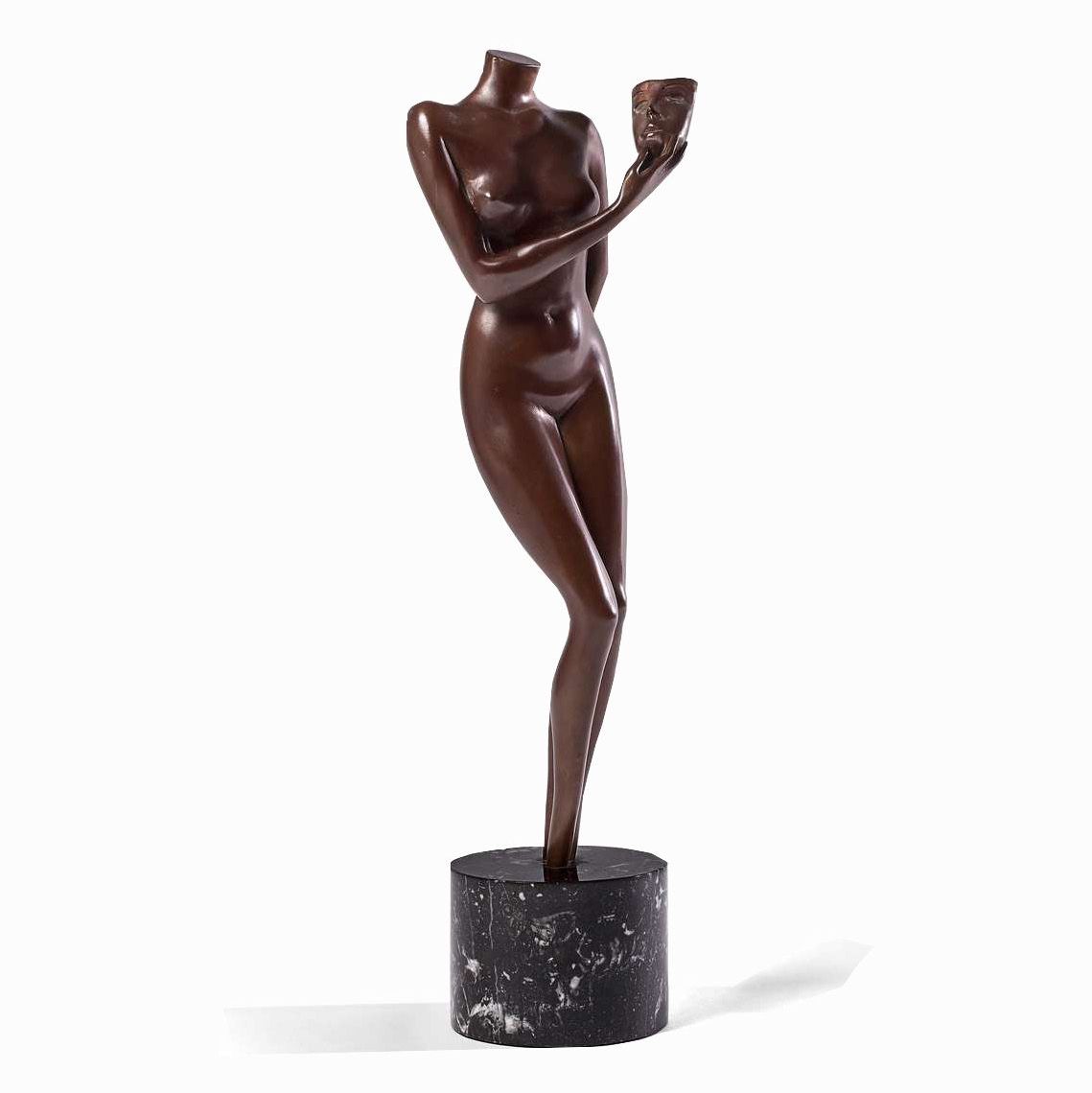 Dali, bronze à patine brune surréaliste