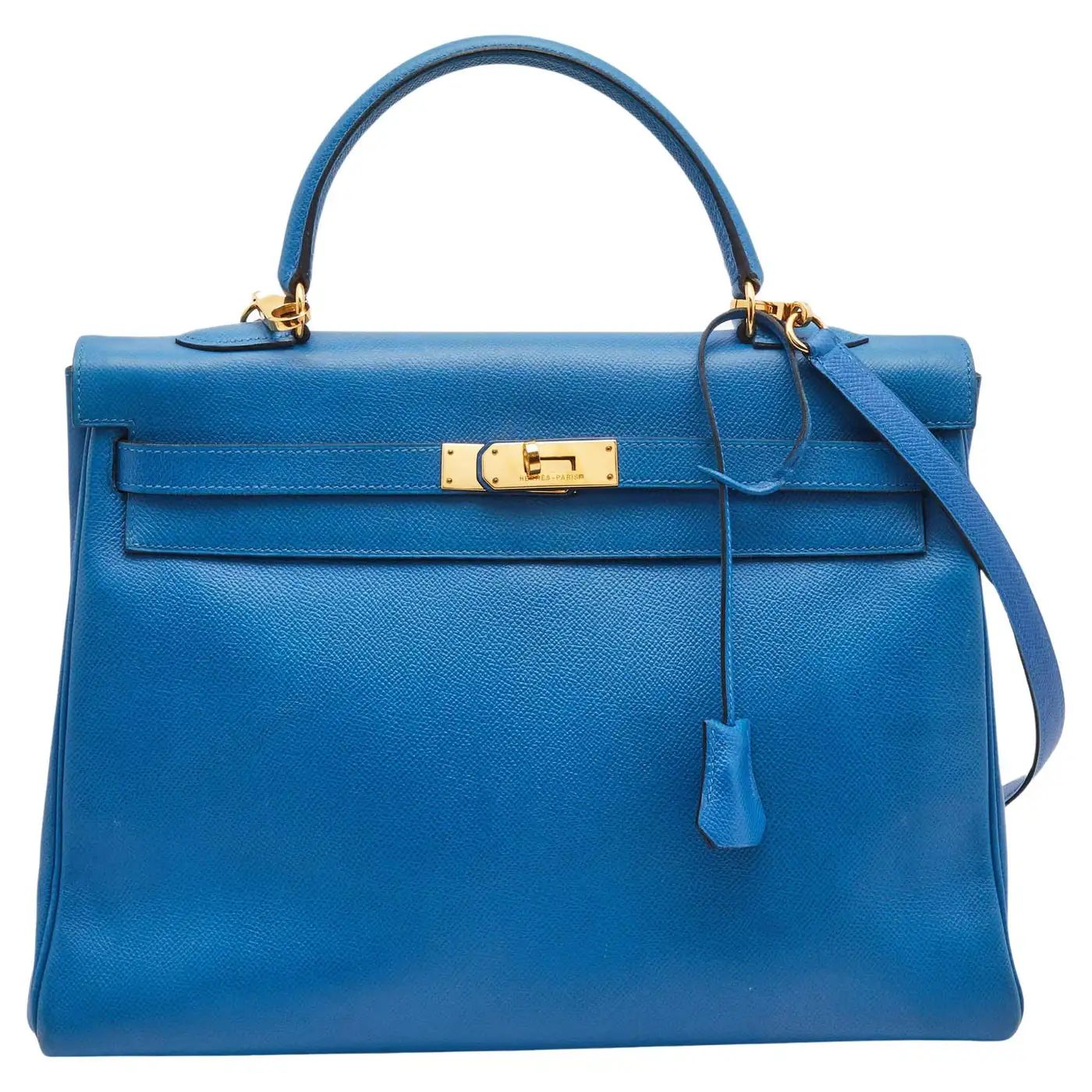 Kelly en cuir lisse bleu