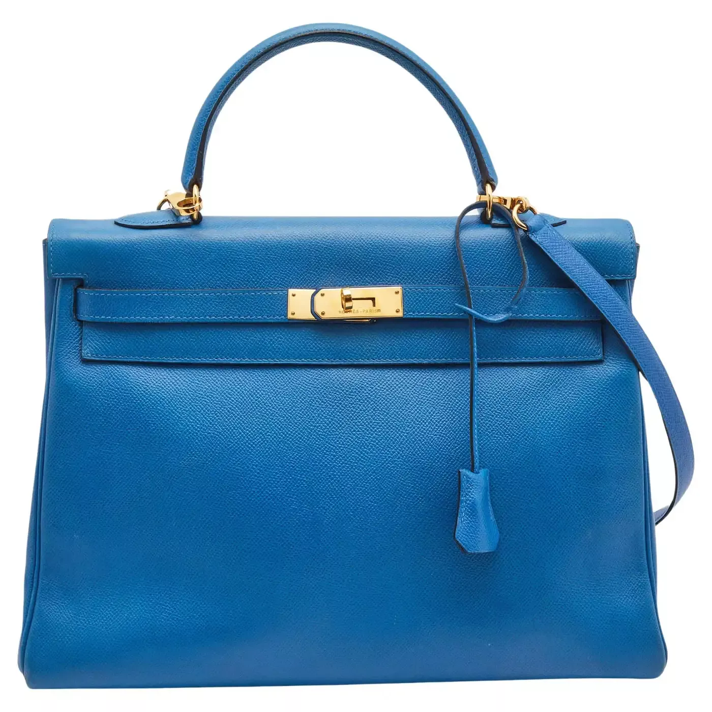 Kelly en cuir lisse bleu