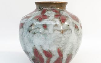 Édouard Cazaux, vase en céramique aux émaux peints