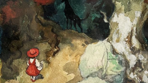 André DEVAMBEZ (1867-1943) Le petit chaperon rouge Gouache et aquarelle sur papier