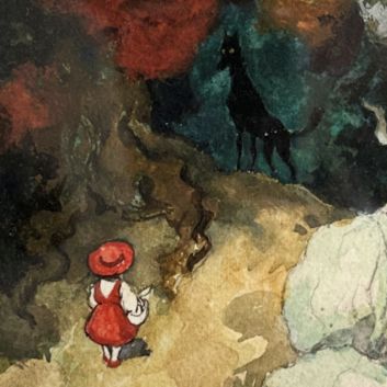 André DEVAMBEZ (1867-1943) Le petit chaperon rouge Gouache et aquarelle sur papier