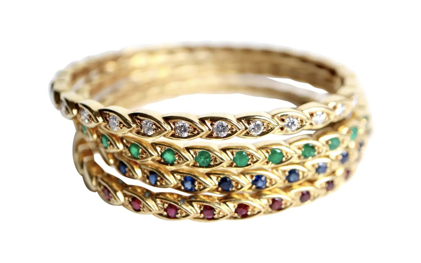 Chaumet, bracelets en pierres, diamants et or jaune
