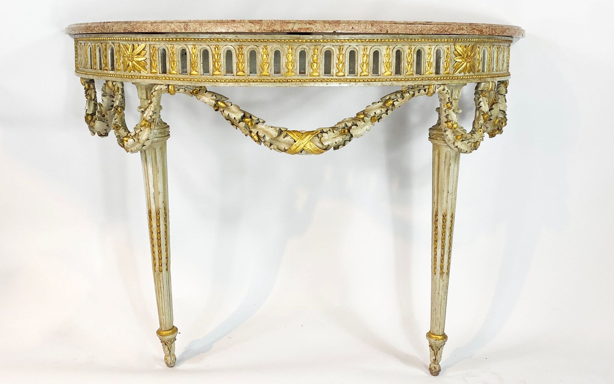 Miroir et console en bois doré, époque Louis XVI