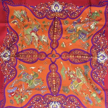 HERMES PARIS, Carré en twill de soie, «Poésie persane»