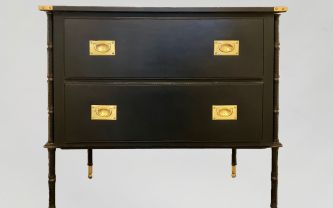 Jacques Adnet, commode en bois, cuir, et métal