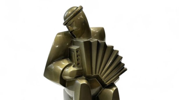 Jan (1896-1966) Joël (1896-1966) MARTEL L'accordéoniste Lakarmé à patine dorée