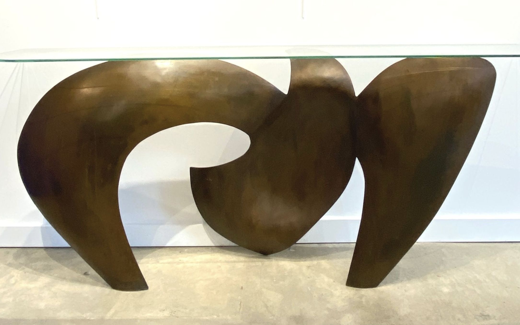 René Coutelle, table en bronze et verre
