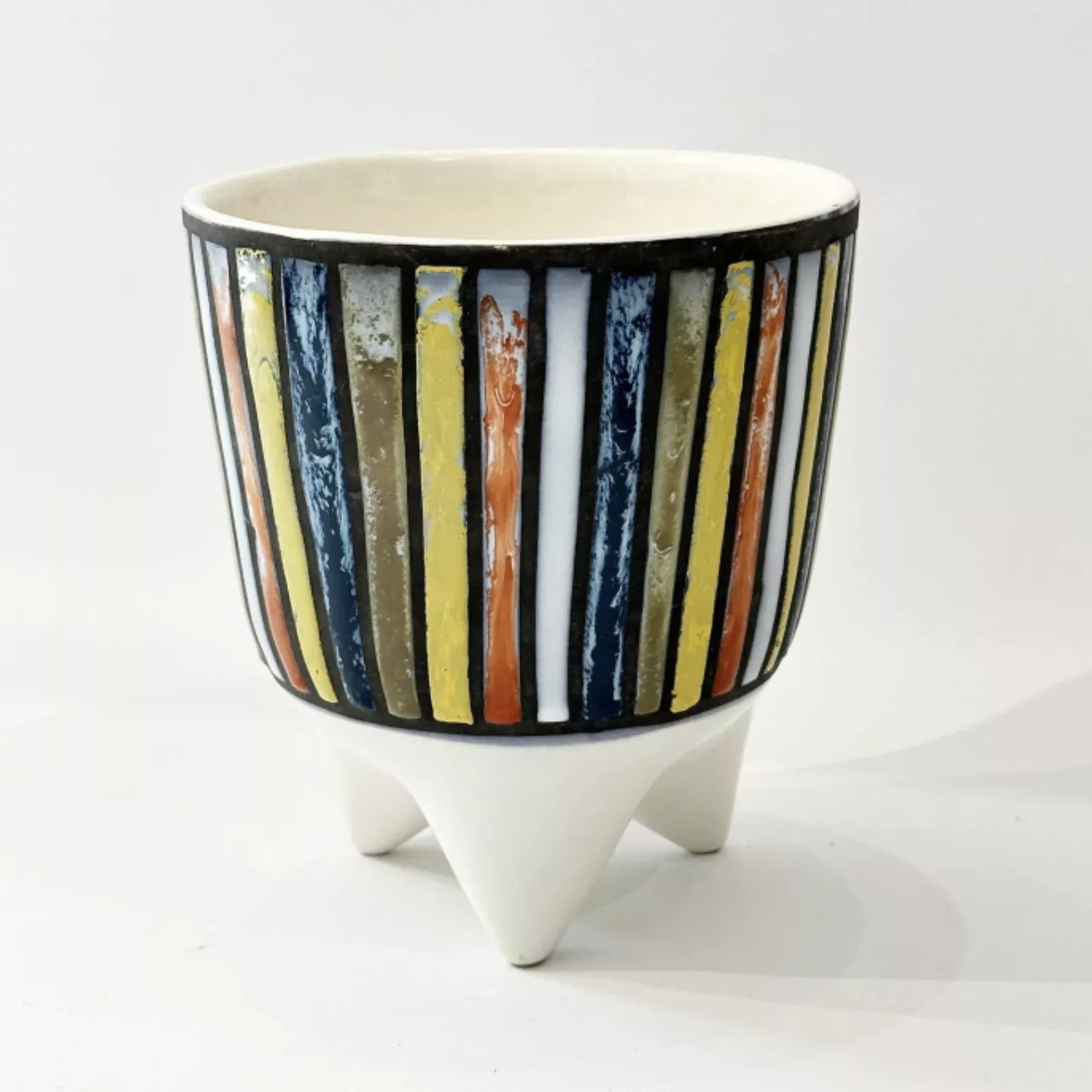 Capron, cache pot en c&eacute;ramique &eacute;maill&eacute;e